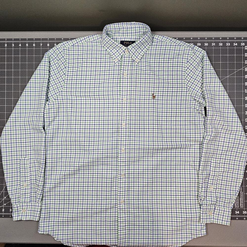 Polo Ralph Lauren Shirt Mens Medium Tattersall Plaid Preppy Academia Ivy League